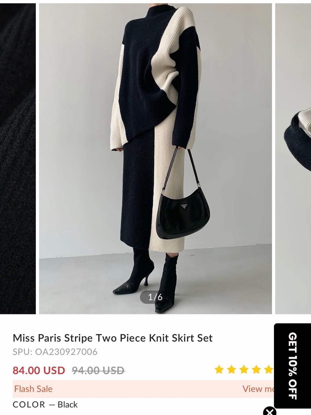 Commense Black & Cream Colorblock Ribbed Sweater Set - Picture 2 of 12